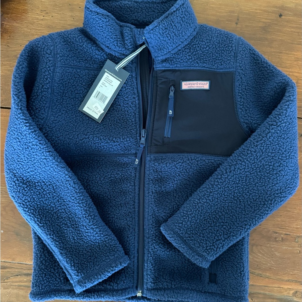 Vineyard Vines Kids (7) navy Fleece Zip up Jacket